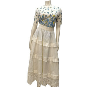 90s "Night" By Valentino Vintage Designer Lacy Linen Summer Skirt Made In Italy